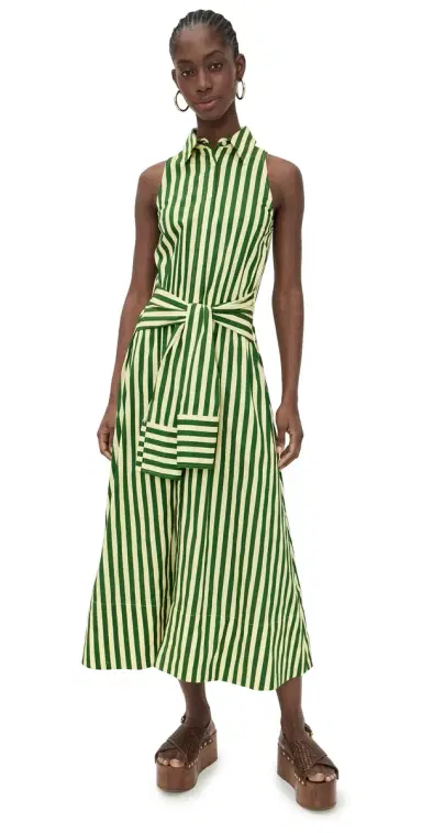 SIMONMILLER Inna Sleeveless Poplin Dress Gummy Green/Ecru | Thumbnail 1 SIMONMILLER Inna Sleeveless Poplin Dress Gummy Green/Ecru | Thumbnail 1