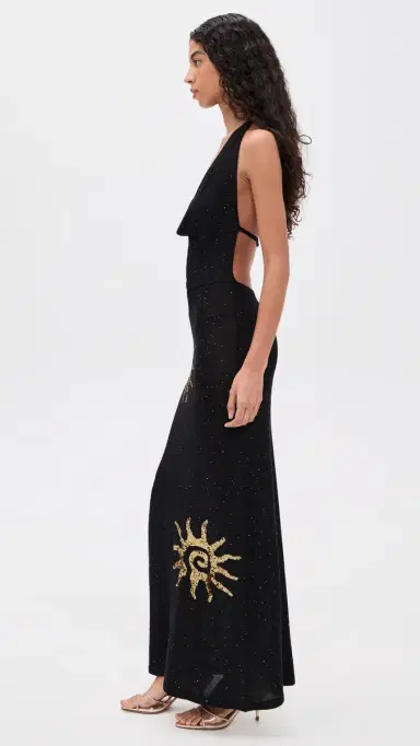 Runaway the Label Yasmina Plunge Cowl Knit Maxi Dress Black | Thumbnail 4 Runaway the Label Yasmina Plunge Cowl Knit Maxi Dress Black | Thumbnail 4