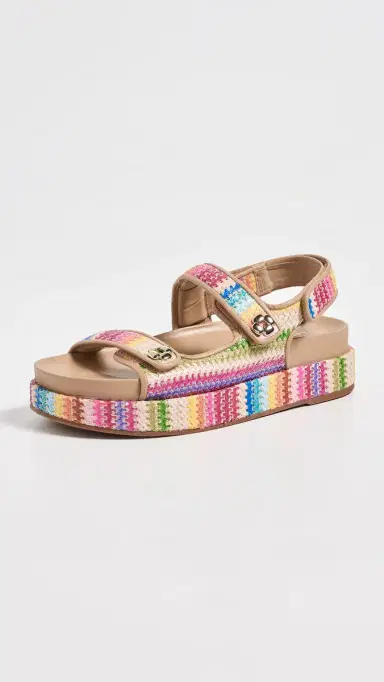 Larroudé Jetty Sandals Pink Raffia Lace/Beige Leather | Thumbnail 2 Larroudé Jetty Sandals Pink Raffia Lace/Beige Leather | Thumbnail 2