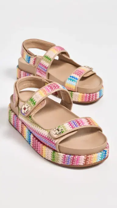 Larroudé Jetty Sandals Pink Raffia Lace/Beige Leather | Thumbnail 5 Larroudé Jetty Sandals Pink Raffia Lace/Beige Leather | Thumbnail 5
