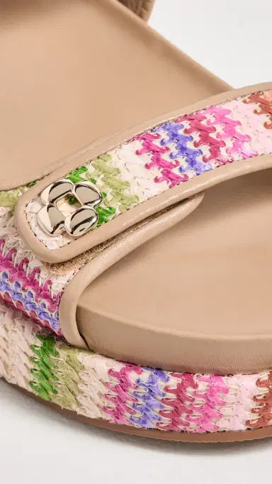 Larroudé Jetty Sandals Pink Raffia Lace/Beige Leather | Thumbnail 6 Larroudé Jetty Sandals Pink Raffia Lace/Beige Leather | Thumbnail 6