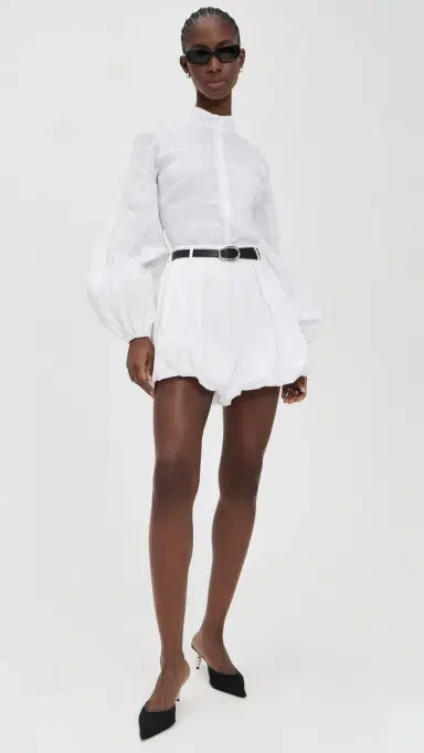 The Latest Dafne Popeline Fermo Bubble Shorts White | Thumbnail 5 The Latest Dafne Popeline Fermo Bubble Shorts White | Thumbnail 5
