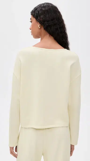 perfectwhitetee Briana French Terry Long Sleeve Tee Custard | Thumbnail 3 perfectwhitetee Briana French Terry Long Sleeve Tee Custard | Thumbnail 3