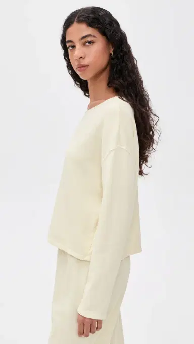 perfectwhitetee Briana French Terry Long Sleeve Tee Custard | Thumbnail 4 perfectwhitetee Briana French Terry Long Sleeve Tee Custard | Thumbnail 4