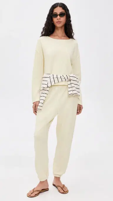 perfectwhitetee Briana French Terry Long Sleeve Tee Custard | Thumbnail 5 perfectwhitetee Briana French Terry Long Sleeve Tee Custard | Thumbnail 5