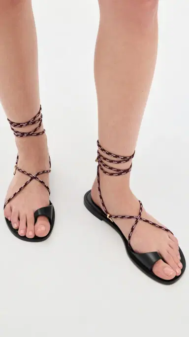 Larroudé Antibes Flat Sandals Black Leather | Thumbnail 3 Larroudé Antibes Flat Sandals Black Leather | Thumbnail 3