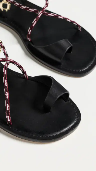 Larroudé Antibes Flat Sandals Black Leather | Thumbnail 6 Larroudé Antibes Flat Sandals Black Leather | Thumbnail 6