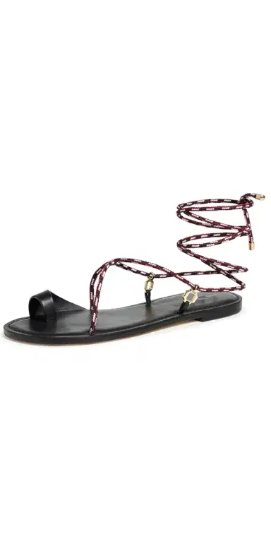 Larroudé Antibes Flat Sandals Black Leather | Thumbnail 1 Larroudé Antibes Flat Sandals Black Leather | Thumbnail 1