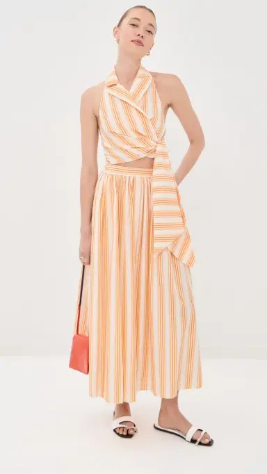 Rosie Assoulin Wrapped Up Halter Top Orange Multi | Thumbnail 5 Rosie Assoulin Wrapped Up Halter Top Orange Multi | Thumbnail 5