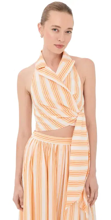 Rosie Assoulin Wrapped Up Halter Top Orange Multi | Thumbnail 1 Rosie Assoulin Wrapped Up Halter Top Orange Multi | Thumbnail 1