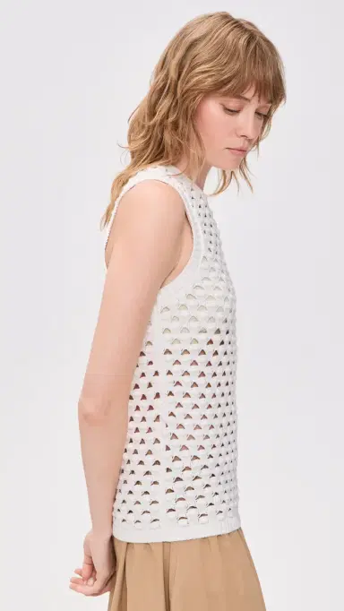 Aligne Jeanie Crochet Knitted Vest White S | Thumbnail 4 Aligne Jeanie Crochet Knitted Vest White S | Thumbnail 4