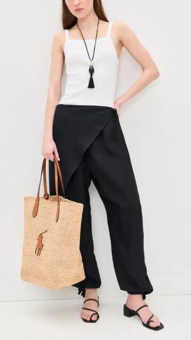 Polo Ralph Lauren Tie Front Wrap Pants Polo Black | Thumbnail 5 Polo Ralph Lauren Tie Front Wrap Pants Polo Black | Thumbnail 5