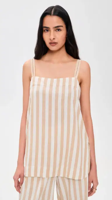 Marine Layer Hemp Tank Cream/Taupe tripe | Thumbnail 2 Marine Layer Hemp Tank Cream/Taupe tripe | Thumbnail 2