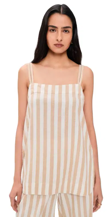 Marine Layer Hemp Tank Cream/Taupe tripe | Thumbnail 1 Marine Layer Hemp Tank Cream/Taupe tripe | Thumbnail 1