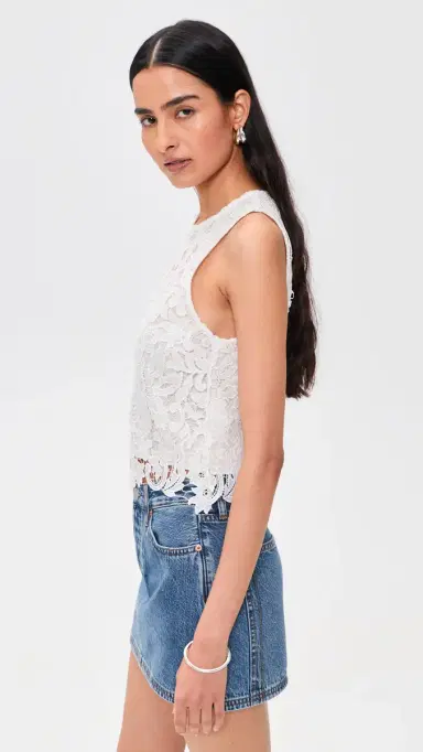 Alice + Olivia Amal ace Tank Off White | Thumbnail 4 Alice + Olivia Amal ace Tank Off White | Thumbnail 4