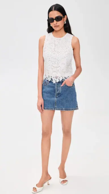 Alice + Olivia Amal ace Tank Off White | Thumbnail 5 Alice + Olivia Amal ace Tank Off White | Thumbnail 5