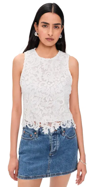 Alice + Olivia Amal ace Tank Off White | Thumbnail 1 Alice + Olivia Amal ace Tank Off White | Thumbnail 1