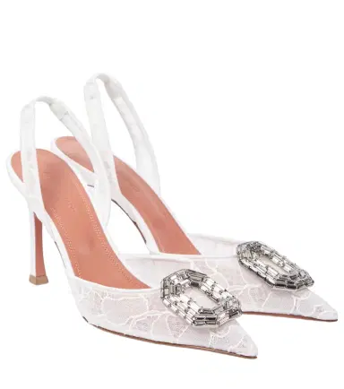 Amina Muaddi Camelia 90 embellished lace slingback sandals | Thumbnail 1 Amina Muaddi Camelia 90 embellished lace slingback sandals | Thumbnail 1