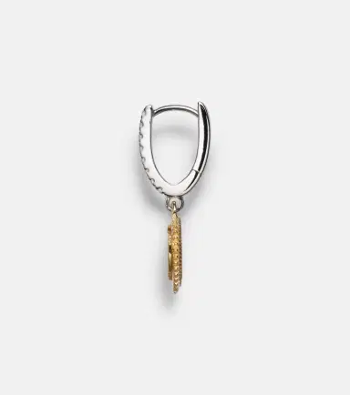Foundrae Strength Mini 18kt yellow and white gold single hoop earring with diamonds | Thumbnail 2 Foundrae Strength Mini 18kt yellow and white gold single hoop earring with diamonds | Thumbnail 2