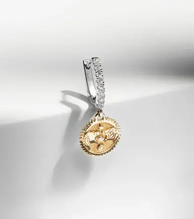 Foundrae Strength Mini 18kt yellow and white gold single hoop earring with diamonds | Thumbnail 6 Foundrae Strength Mini 18kt yellow and white gold single hoop earring with diamonds | Thumbnail 6