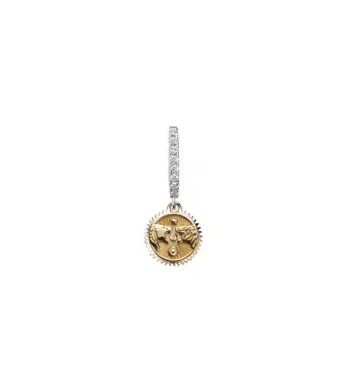 Foundrae Strength Mini 18kt yellow and white gold single hoop earring with diamonds | Thumbnail 1 Foundrae Strength Mini 18kt yellow and white gold single hoop earring with diamonds | Thumbnail 1