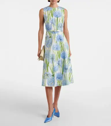 Oscar de la Renta Floral cotton-blend poplin midi dress | Thumbnail 2 Oscar de la Renta Floral cotton-blend poplin midi dress | Thumbnail 2