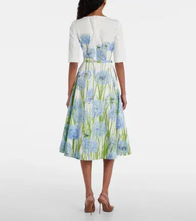 Oscar de la Renta Floral cotton-blend poplin midi dress | Thumbnail 2 Oscar de la Renta Floral cotton-blend poplin midi dress | Thumbnail 2
