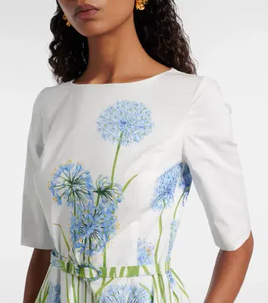 Oscar de la Renta Floral cotton-blend poplin midi dress | Thumbnail 4 Oscar de la Renta Floral cotton-blend poplin midi dress | Thumbnail 4