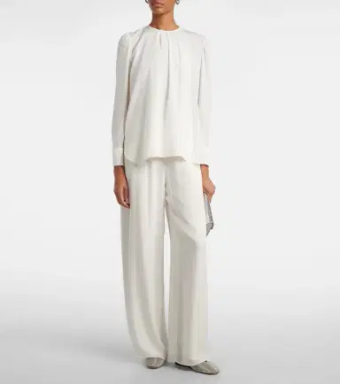 Oscar de la Renta Mid-rise silk straight pants | Thumbnail 2 Oscar de la Renta Mid-rise silk straight pants | Thumbnail 2
