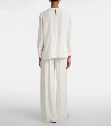 Oscar de la Renta Mid-rise silk straight pants | Thumbnail 3 Oscar de la Renta Mid-rise silk straight pants | Thumbnail 3