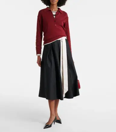 'S Max Mara Baschi pleated cotton-blend midi skirt | Thumbnail 2 'S Max Mara Baschi pleated cotton-blend midi skirt | Thumbnail 2