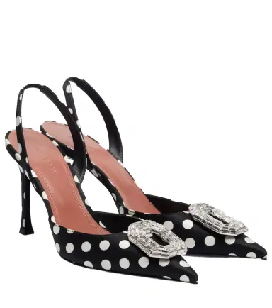 Amina Muaddi Camelia polka-dot satin slingback pumps | Thumbnail 1 Amina Muaddi Camelia polka-dot satin slingback pumps | Thumbnail 1