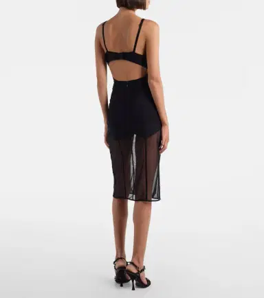 Dolce & Gabbana Ruched sheer tulle midi dress | Thumbnail 3 Dolce & Gabbana Ruched sheer tulle midi dress | Thumbnail 3