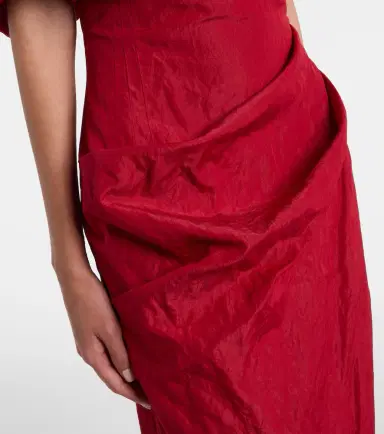 Magda Butrym Off-shoulder draped cotton-blend midi dress | Thumbnail 2 Magda Butrym Off-shoulder draped cotton-blend midi dress | Thumbnail 2