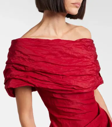 Magda Butrym Off-shoulder draped cotton-blend midi dress | Thumbnail 3 Magda Butrym Off-shoulder draped cotton-blend midi dress | Thumbnail 3