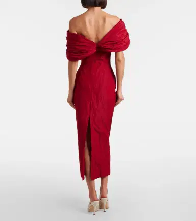 Magda Butrym Off-shoulder draped cotton-blend midi dress | Thumbnail 7 Magda Butrym Off-shoulder draped cotton-blend midi dress | Thumbnail 7
