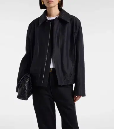 Bottega Veneta Intrecciato leather-trimmed canvas jacket | Thumbnail 3 Bottega Veneta Intrecciato leather-trimmed canvas jacket | Thumbnail 3