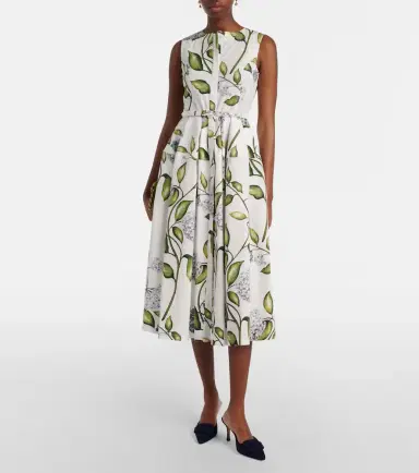 Oscar de la Renta Porcelain Flower cotton-blend midi dress | Thumbnail 4 Oscar de la Renta Porcelain Flower cotton-blend midi dress | Thumbnail 4