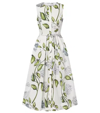 Oscar de la Renta Porcelain Flower cotton-blend midi dress | Thumbnail 1 Oscar de la Renta Porcelain Flower cotton-blend midi dress | Thumbnail 1