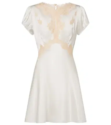 DÔEN Dôen Junia lace-trimmed silk satin minidress | Thumbnail 1 DÔEN Dôen Junia lace-trimmed silk satin minidress | Thumbnail 1