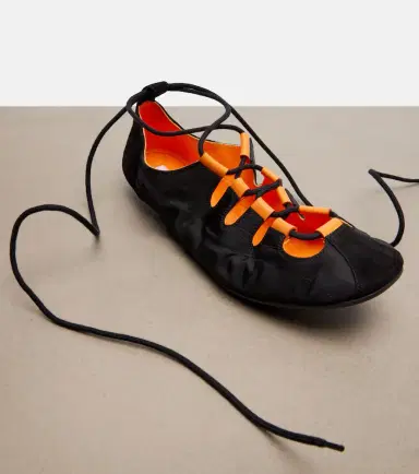 Alaïa Alaïa Suede-trimmed lace-up ballet flats | Thumbnail 3 Alaïa Alaïa Suede-trimmed lace-up ballet flats | Thumbnail 3