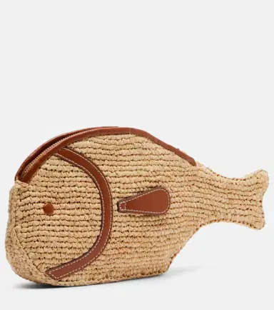 Staud Pesce leather-trimmed raffia clutch | Thumbnail 2 Staud Pesce leather-trimmed raffia clutch | Thumbnail 2