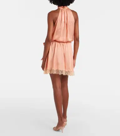 Poupette St Barth Silvia belted lace-trimmed satin minidress | Thumbnail 2 Poupette St Barth Silvia belted lace-trimmed satin minidress | Thumbnail 2