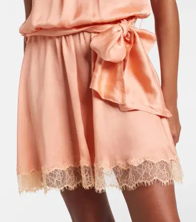 Poupette St Barth Silvia belted lace-trimmed satin minidress | Thumbnail 6 Poupette St Barth Silvia belted lace-trimmed satin minidress | Thumbnail 6
