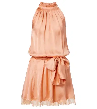Poupette St Barth Silvia belted lace-trimmed satin minidress | Thumbnail 1 Poupette St Barth Silvia belted lace-trimmed satin minidress | Thumbnail 1