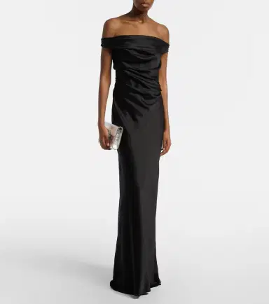 The Sei Bardot off-shoulder silk charmeuse gown | Thumbnail 3 The Sei Bardot off-shoulder silk charmeuse gown | Thumbnail 3