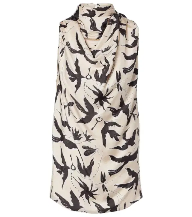 Sleary draped printed silk top Sleary draped printed silk top