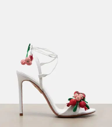 Aquazzura Botanica leather-trimmed raffia sandals | Thumbnail 3 Aquazzura Botanica leather-trimmed raffia sandals | Thumbnail 3