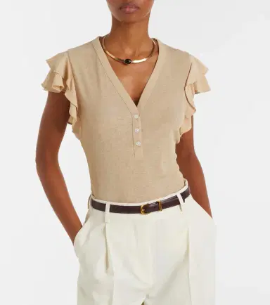 Veronica Beard Aphrodite ribbed-knit ruffled top | Thumbnail 2 Veronica Beard Aphrodite ribbed-knit ruffled top | Thumbnail 2