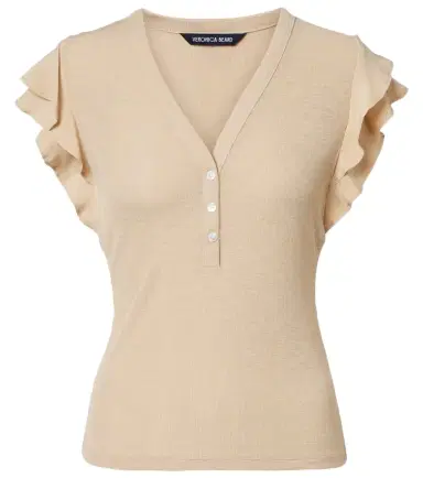 Veronica Beard Aphrodite ribbed-knit ruffled top | Thumbnail 1 Veronica Beard Aphrodite ribbed-knit ruffled top | Thumbnail 1